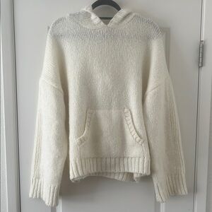 Pilcro White Hooded Knit Sweater with Hood